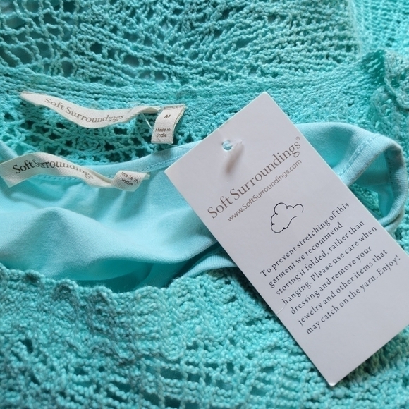 Soft  surroundings Turquoise crochet blouse size medium. - Picture 6 of 10
